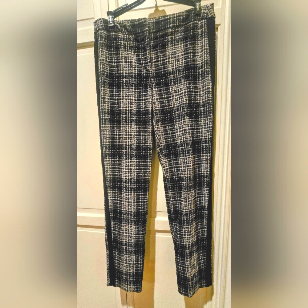 DKNY Black and White Dress Pants with Tailored Fit